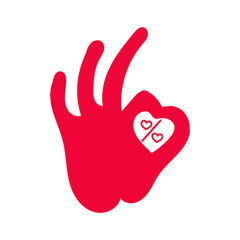 percent sign icon with hearts