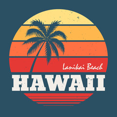 Hawaii Lanikai beach tee print with palm tree