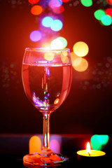wine glasses with light bokeh background.