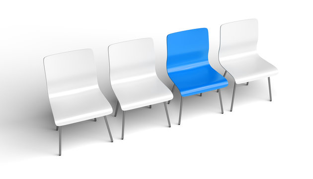 Line of Chairs / Integration / Leadership / 3d