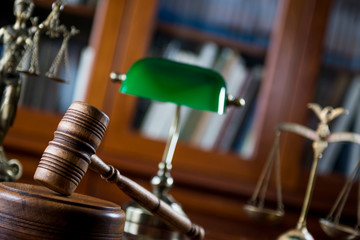 Law and Justice ConceptJudge gavel on table, closeup