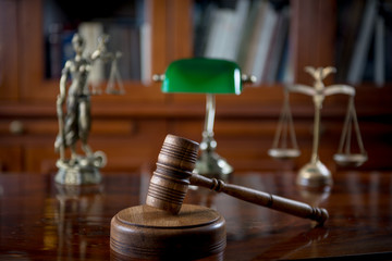 Law and Justice ConceptJudge gavel on table, closeup