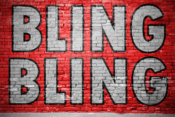 Bling Bling  Ziegelsteinmauer Graffiti