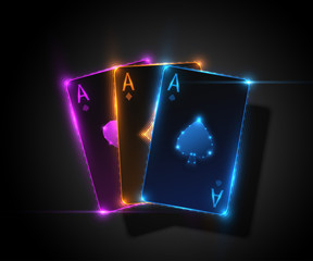Three ace card, poker casino illustration. Vector graphic.