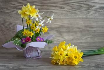 bouquet of fresh spring flowers - narcissus. jonquil. narcissus flowers