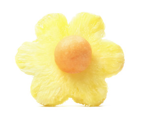 Isolated star fruit shape on a white background.
Pineapple with cantaloupe melon in a star shape.
