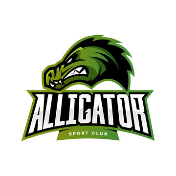 Furious alligator sport vector logo concept isolated on white background. Professional team predator badge modern design.
Premium quality wild animal t-shirt tee print illustration.
