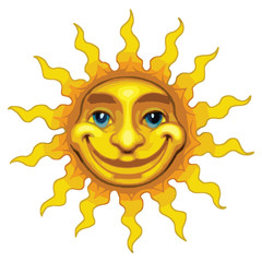 Sun Smiling is an illustration of a graphic representation of the sun smiling and happy.