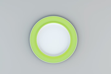 Photorealistic Empty Green plate on grey background