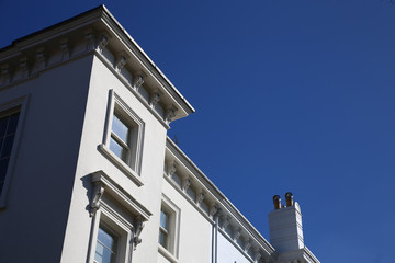 Modern stone facade on a sunny day