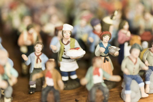 statues and objects to create the crib , " presepe napoletano"