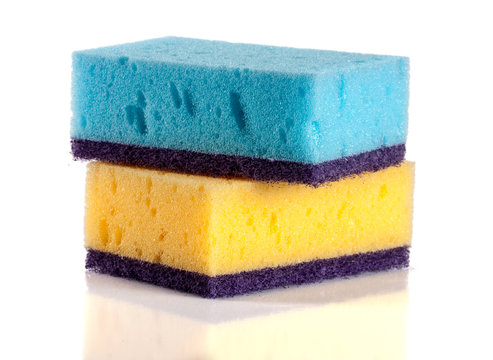 sponges for dishwashing isolated on a white background
