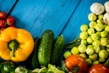 Bio Healthy food. Various of Vegetables on wood. Bio Healthy food, herbs and spices. Organic vegetables on wood