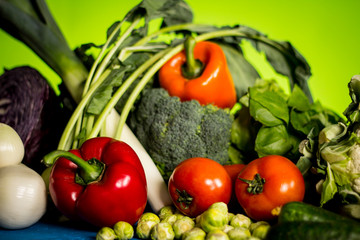 Bio Healthy food. Various of Vegetables on wood. Bio Healthy food, herbs and spices. Organic vegetables on wood