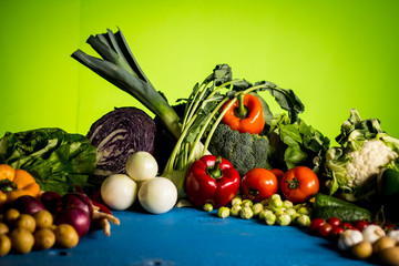 Bio Healthy food. Various of Vegetables on wood. Bio Healthy food, herbs and spices. Organic vegetables on wood