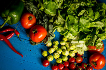 Bio Healthy food. Various of Vegetables on wood. Bio Healthy food, herbs and spices. Organic vegetables on wood