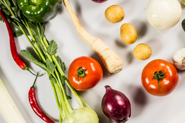 Bio Healthy food. Various of Vegetables on wood. Bio Healthy food, herbs and spices. Organic vegetables on wood