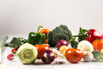 Bio Healthy food. Various of Vegetables on wood. Bio Healthy food, herbs and spices. Organic vegetables on wood