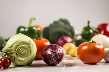 Bio Healthy food. Various of Vegetables on wood. Bio Healthy food, herbs and spices. Organic vegetables on wood