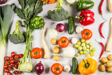 Fototapeta na wymiar Bio Healthy food. Various of Vegetables on wood. Bio Healthy food, herbs and spices. Organic vegetables on wood