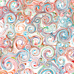 Abstract swirl curved stripes. Line art. Rainbow color vector