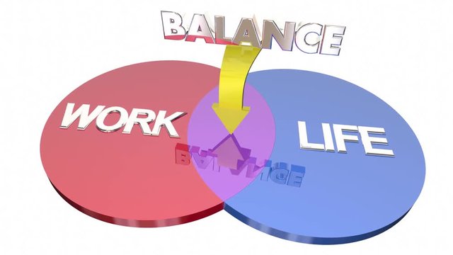 Work Life Balance Venn Diagram Words 3d Animation