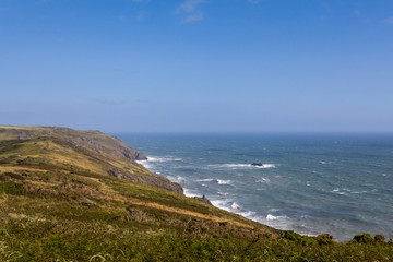 The South West Coast Path near Hope Cove, Bolberry and Cop Soar, Devon, England, UK