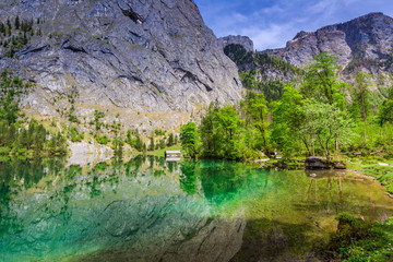 Fototapeta na wymiar Beautiful Obersee lake in Alps, Germany, Europe