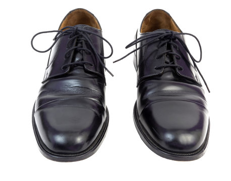 Mens shiny black dress shoes. isolated.
