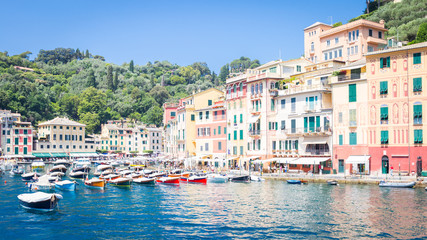 Fototapeta na wymiar Portofino, Italy - Summer 2016 - view from the sea