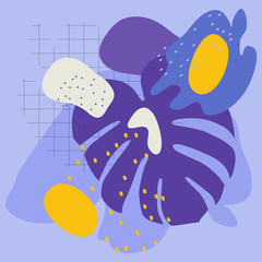 Vector banner template with tropical monstera leaves