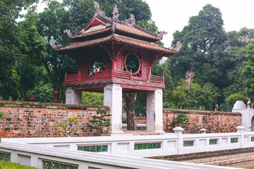 View of Vietnam capital city, Hanoi with traditional vietnamese architecture