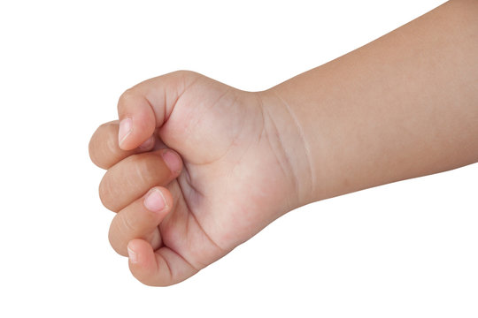 hand of a child isolated on white background and clipping path