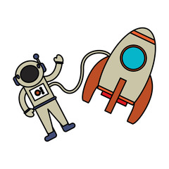 astronaut rocket exploration image vector illustration eps 10