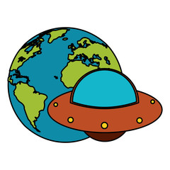 earth world UFO image vector illustration eps 10