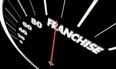 Franchise New Business Opportunity Measure Success Speedometer Word 3d Illustration