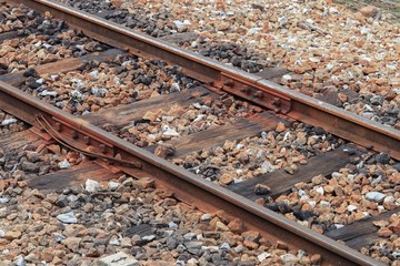 Naklejka premium railway track on gravel for train transportation