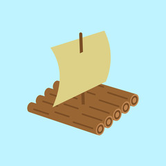 Wooden raft icon