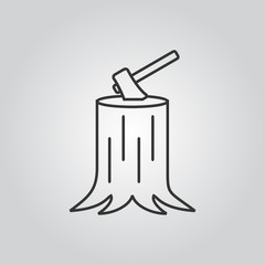 The ax stuck in a tree stump icon