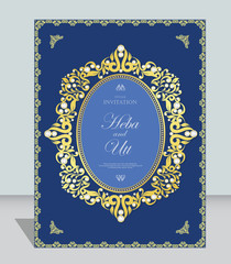 Wedding or invitation card  vintage style  with  crystals  abstarct pattern background  ,vector element eps10 illustration,indian,islam,wedding,invitation