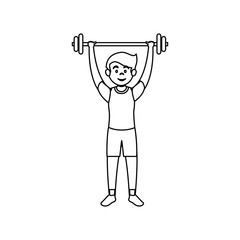 man athlete weight lifting avatar character vector illustration design