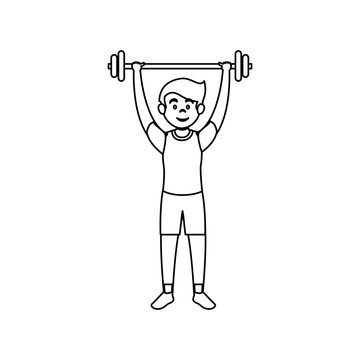 man athlete weight lifting avatar character vector illustration design