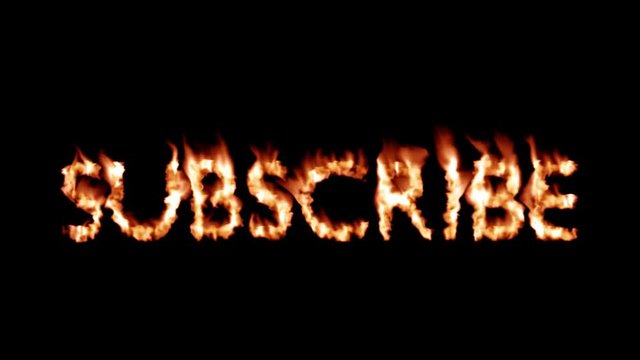 Subscribe hot text brand branding iron subscriber metal flaming heat flames 4K