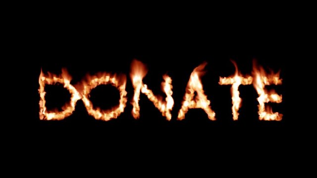 Donate hot text brand branding iron donation metal flaming heat flames 4K