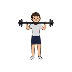 man athlete weight lifting avatar character vector illustration design