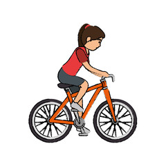 Plakat woman athlete in bicycle avatar character vector illustration design
