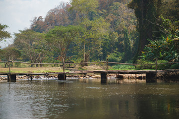 bamboo bridge over the river