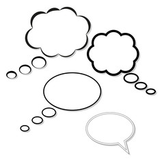 clouds of thoughts, isolated on white background of different round shape