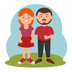 parent couple avatars characters vector illustration design