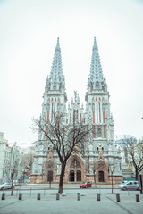 entrence of Gothic Church in cold spring day